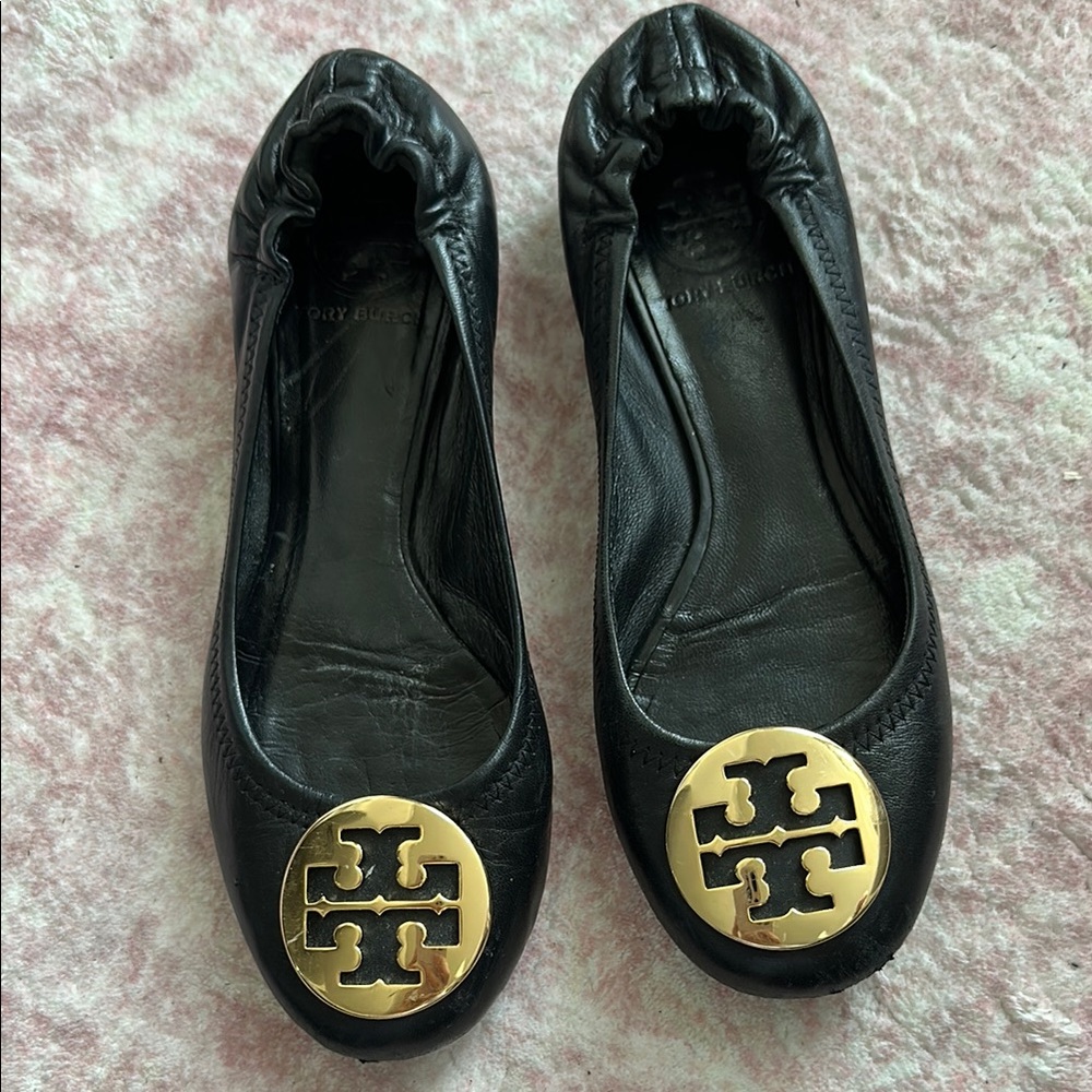 Tory Burch Black Leather Reva Ballet Flats 6